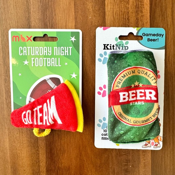Caturday Night Football Cat Toys- Beer and Megaphone - Picture 1 of 3